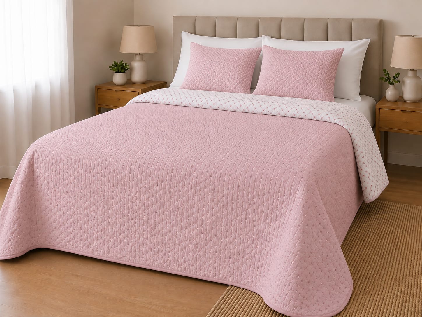 Colcha BOUTI LISA REVERSIBLE ROSA DAMAS