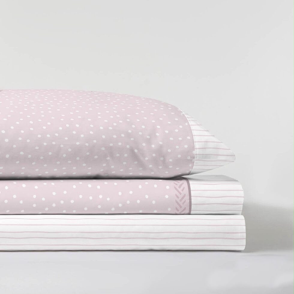 Juego de sábanas FRANELA ANKELI PUNTITOS rosa