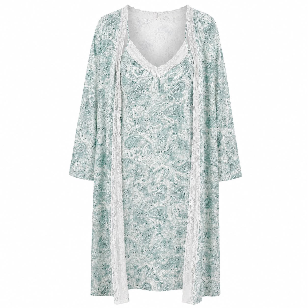 Conjunto CAMISÓN + BATÍN CACHEMIR VERDE